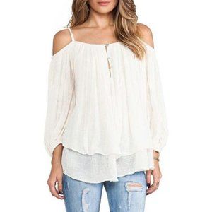 White/Cream Cold-Shoulder Flowy Blouse NWOT